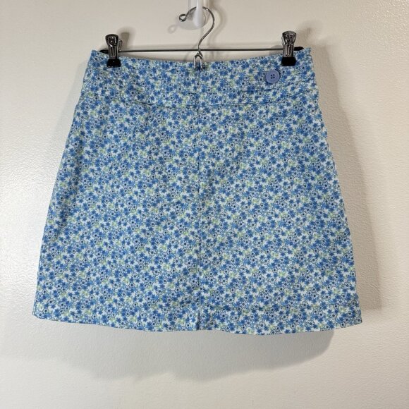 St. John's Bay Pants - Vintage Y2K 90s St. John's Bay Skirt Skort 8 A-line Ditsy Floral Blue Stretch